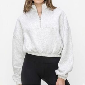 Lazy Sunday Light Gray Quarter-Zip Sweatshirt